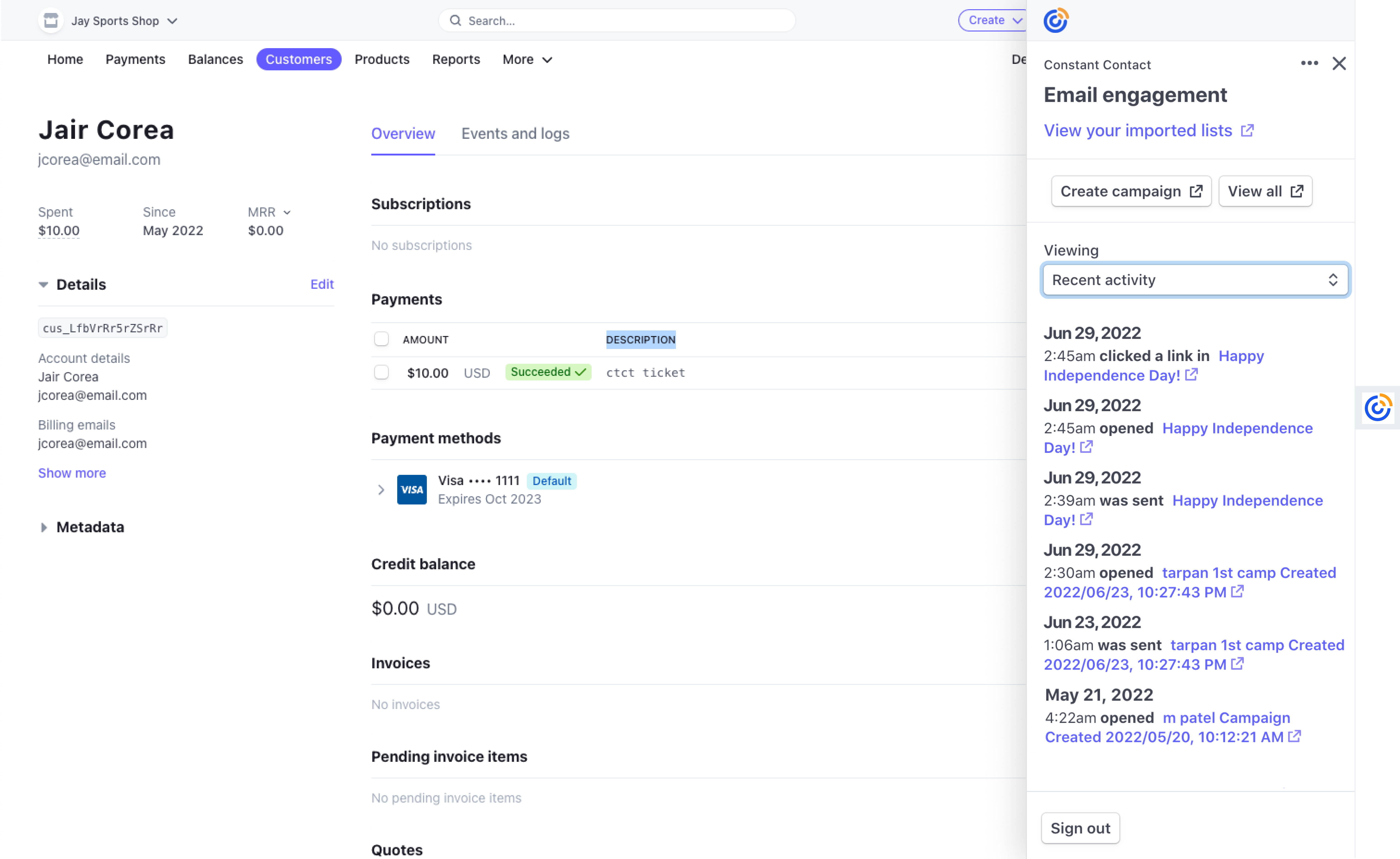 Constant Contact | Stripe Apps